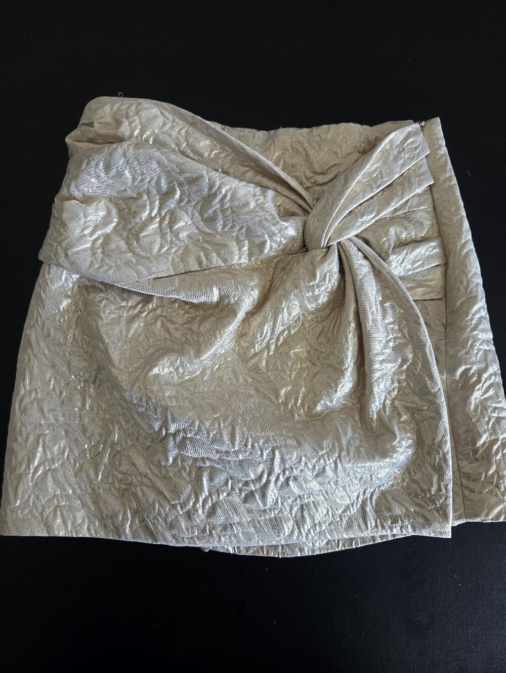 Zara Champagne Gold Knotted Quilted Skort Size Small NWT